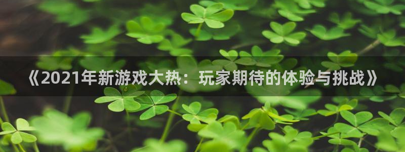 db电竞官网注册平台是什么公司：《2021年新游戏大热：玩家期待的体验与挑战》