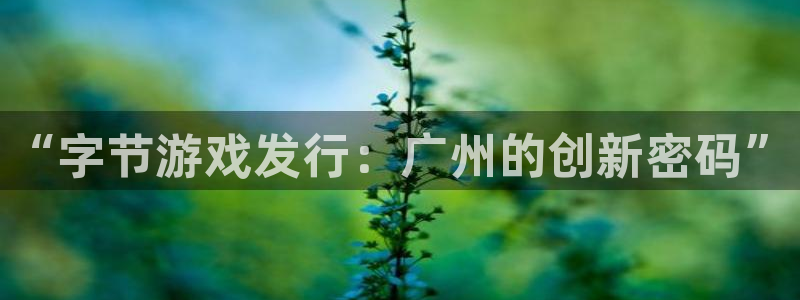 db电竞官网登录注册账号：“字节游戏发行：广州的创新密码”